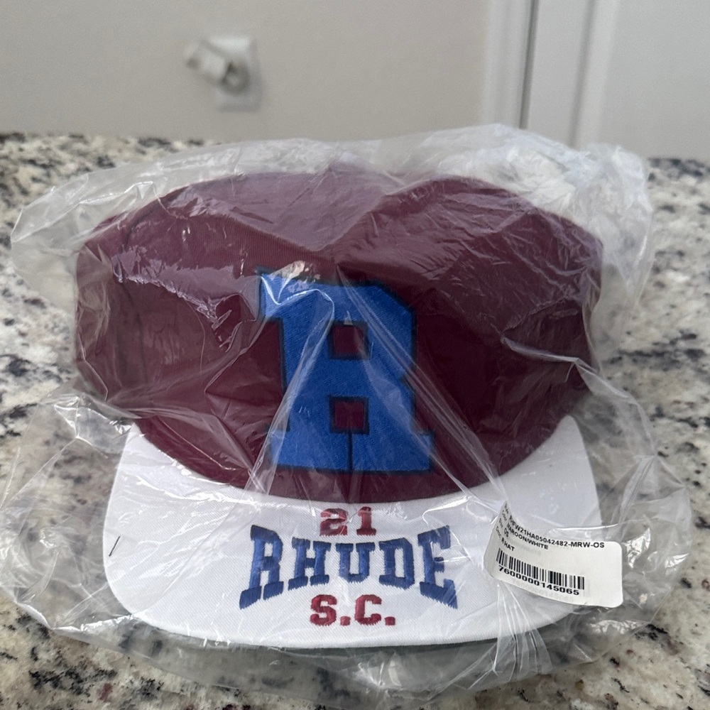 Rhude Maroon and White Baseball Cap